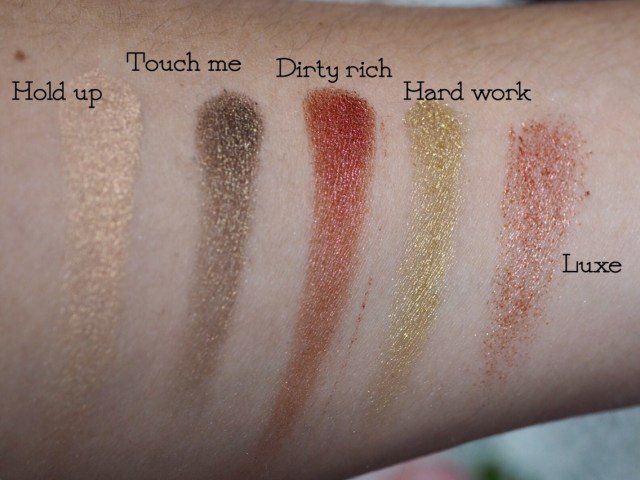 I Heart Makeup I Heart Chocolate Rose Gold Palette Top Row Arm Swatches 