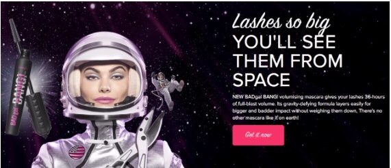 Benefit Bad Gal Bang Mascara Review- Advert with space girl